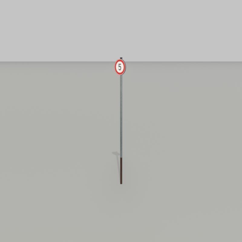 Traffic sign 274-5 Speed limit 5 km h Size 1 Low-poly 3D model_29