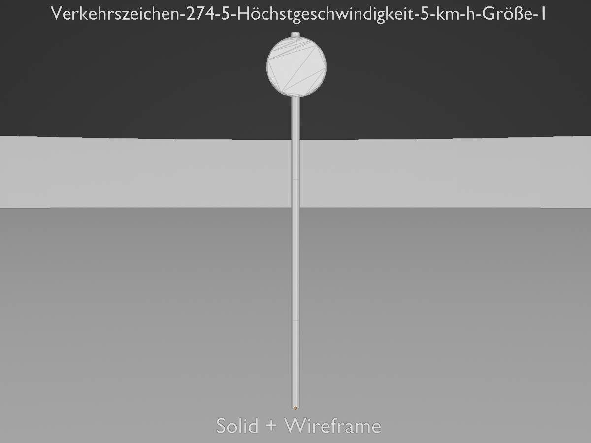 Traffic sign 274-5 Speed limit 5 km h Size 1 Low-poly 3D model_12