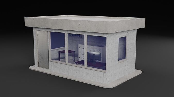 Low Poly Security Cabin Low-poly 3D model