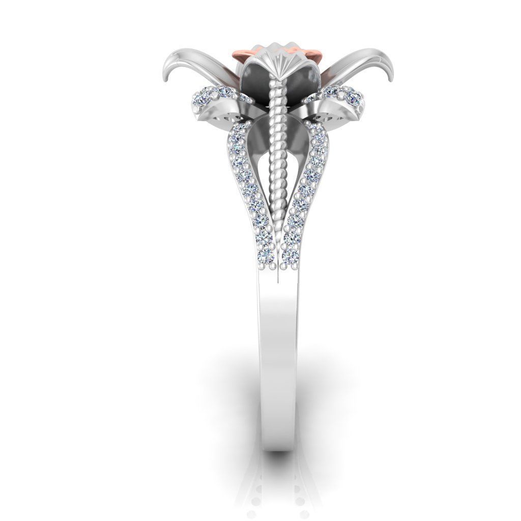 Diamond Rose Ring RG18 3D print model_4