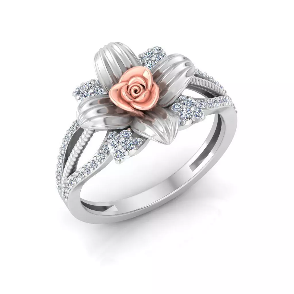 Diamond Rose Ring RG18 3D print model_0