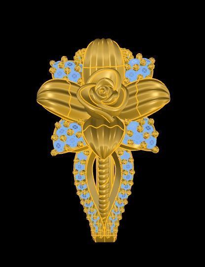 Diamond Rose Ring RG18 3D print model_7