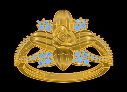 Diamond Rose Ring RG18 3D print model_6