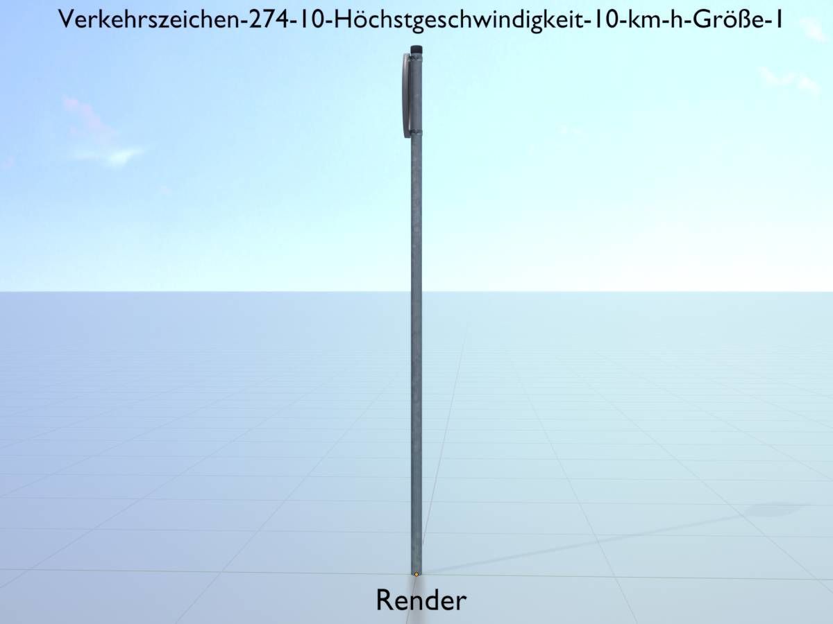 Traffic sign 274-10 Speed limit 10 km h Size 1 Low-poly 3D model_14