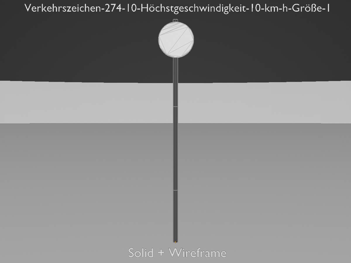 Traffic sign 274-10 Speed limit 10 km h Size 1 Low-poly 3D model_12