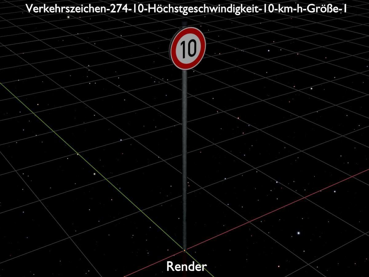 Traffic sign 274-10 Speed limit 10 km h Size 1 Low-poly 3D model_20