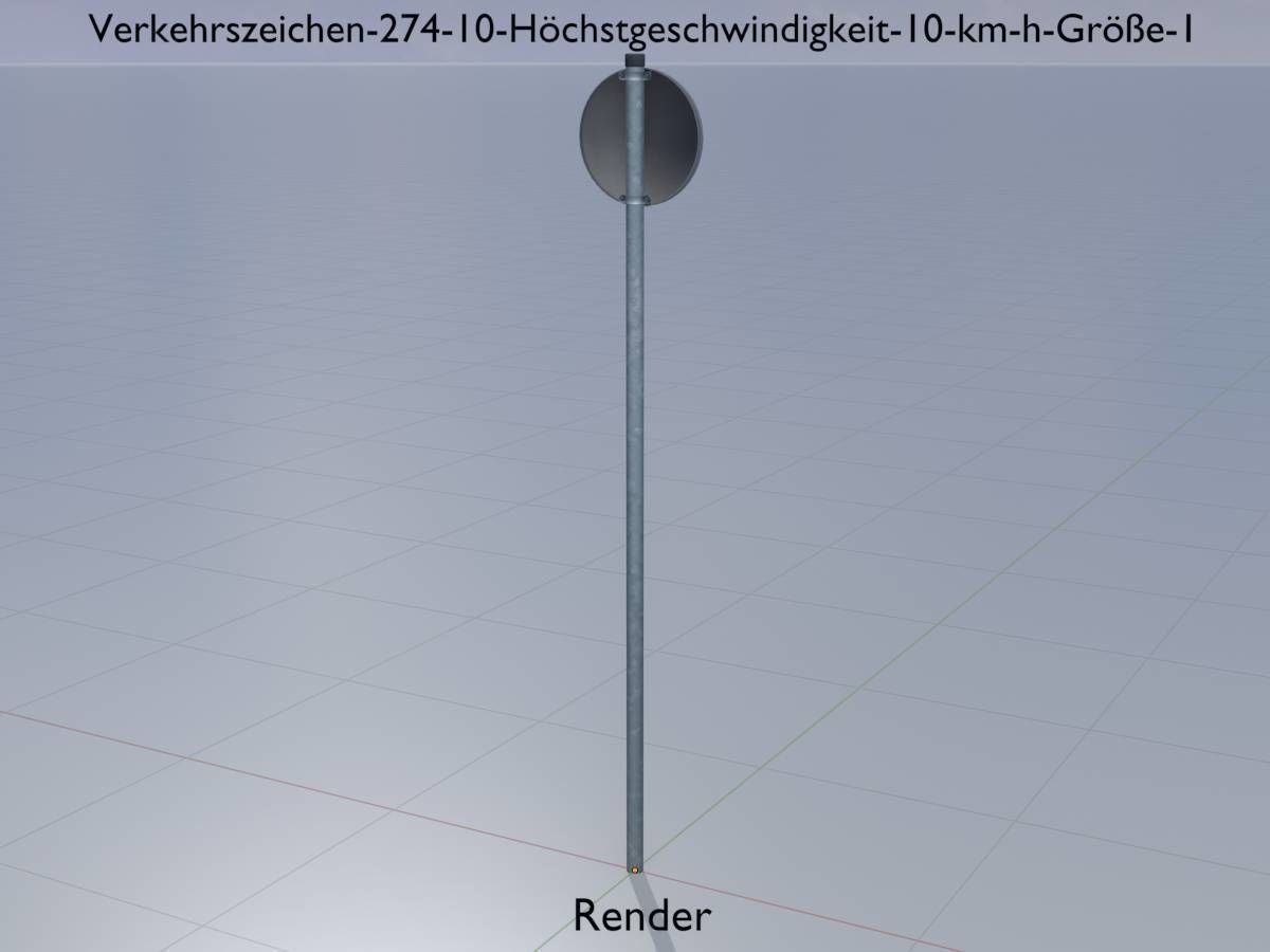 Traffic sign 274-10 Speed limit 10 km h Size 1 Low-poly 3D model_15