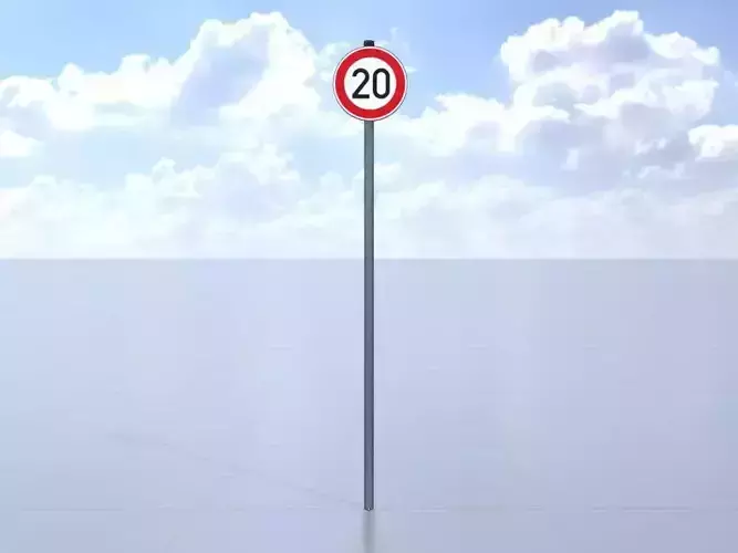 Traffic sign 274-20 Speed limit 20 km h Size 1 Low-poly 3D model