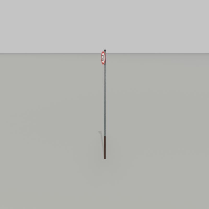 Traffic sign 274-20 Speed limit 20 km h Size 1 Low-poly 3D model_30
