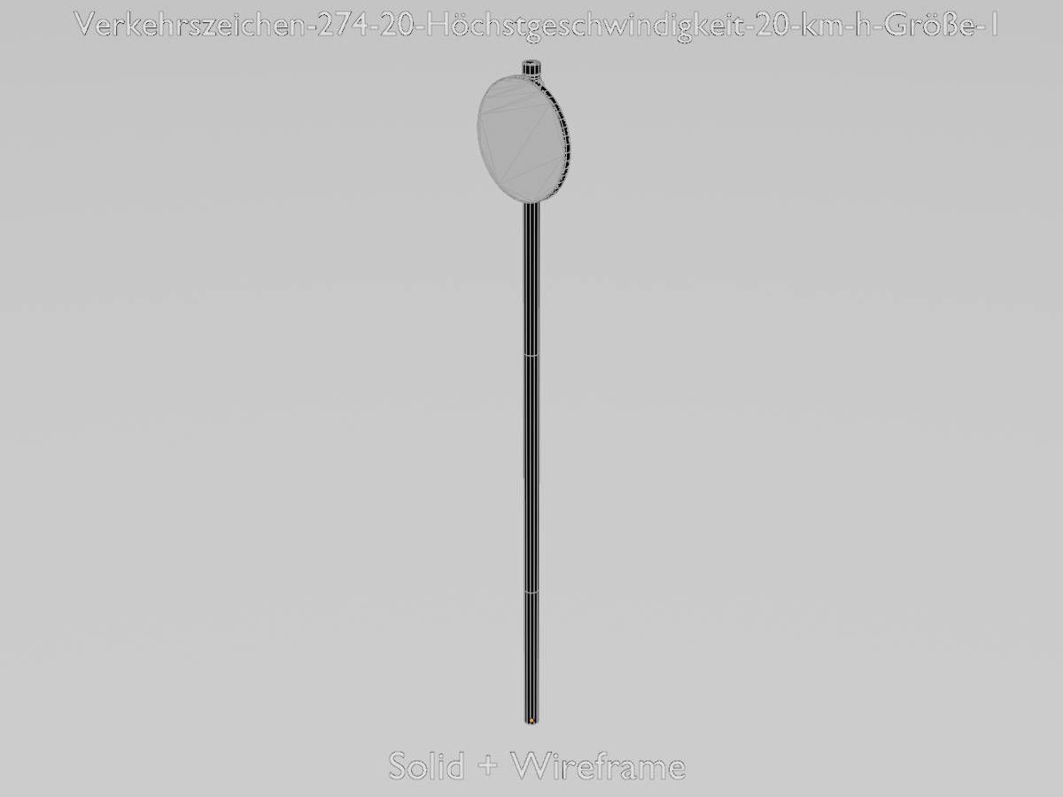 Traffic sign 274-20 Speed limit 20 km h Size 1 Low-poly 3D model_9