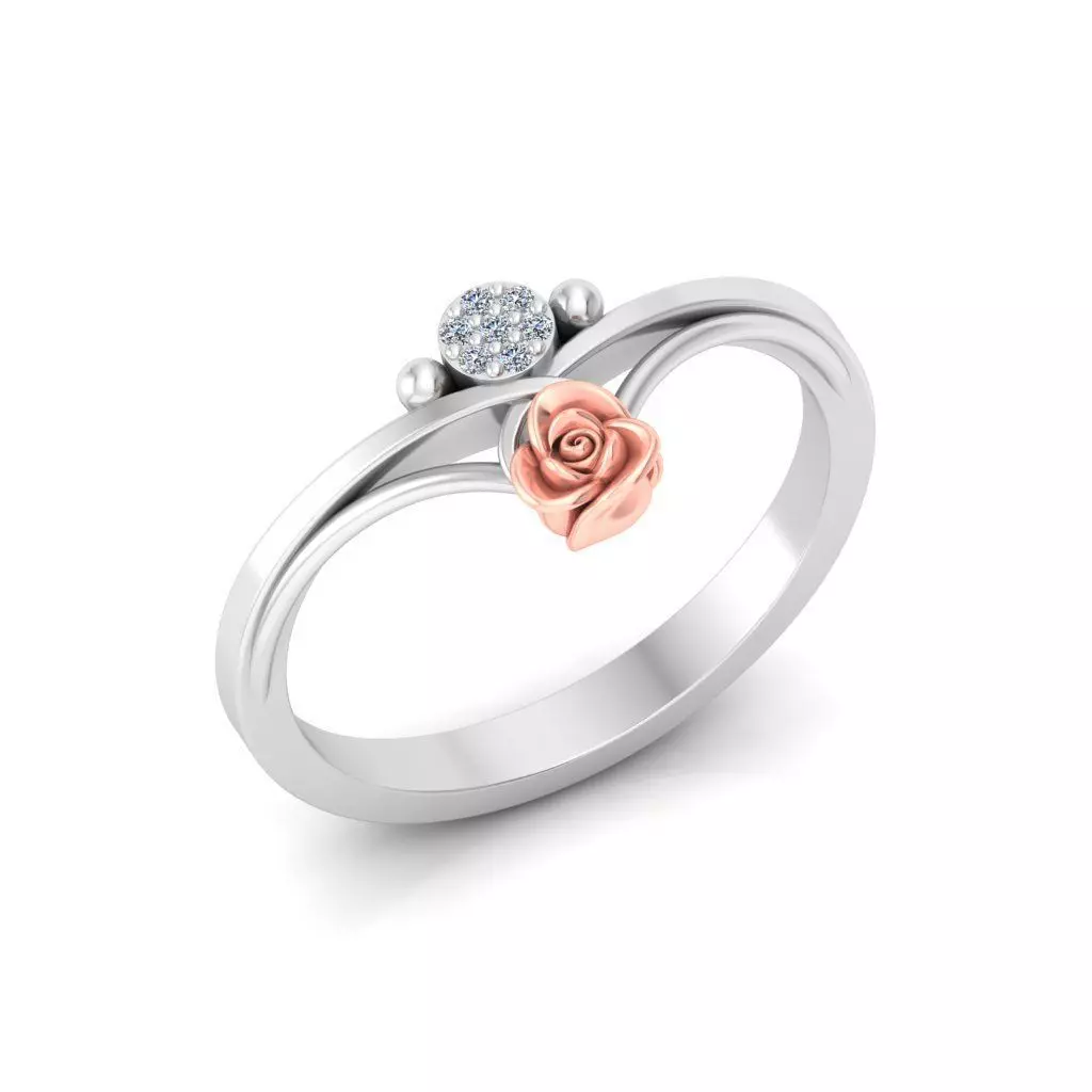 Diamond Rose Ring RG19 3D print model_0