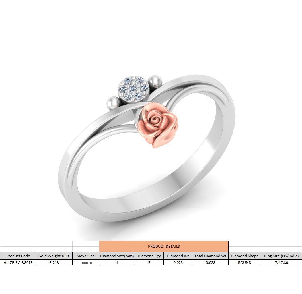 Diamond Rose Ring RG19 3D print model_5