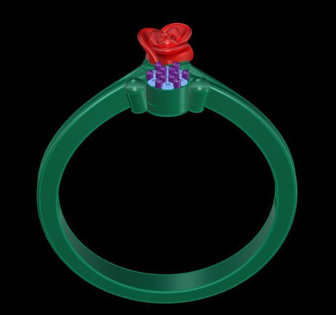 Diamond Rose Ring RG19 3D print model_7