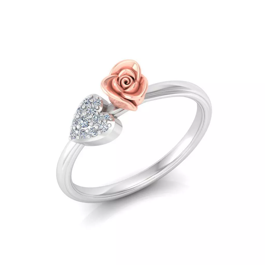 Diamond Rose Ring RG20 3D print model_0