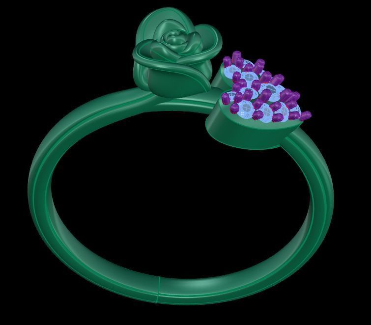 Diamond Rose Ring RG20 3D print model_9