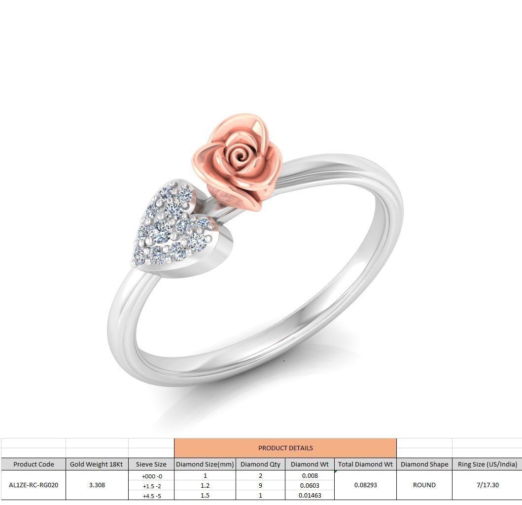 Diamond Rose Ring RG20 3D print model_10