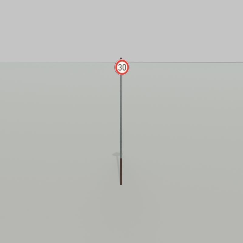Traffic sign 274-30 Speed limit 30 km h Size 1 Low-poly 3D model_27