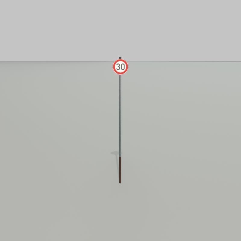 Traffic sign 274-30 Speed limit 30 km h Size 1 Low-poly 3D model_21