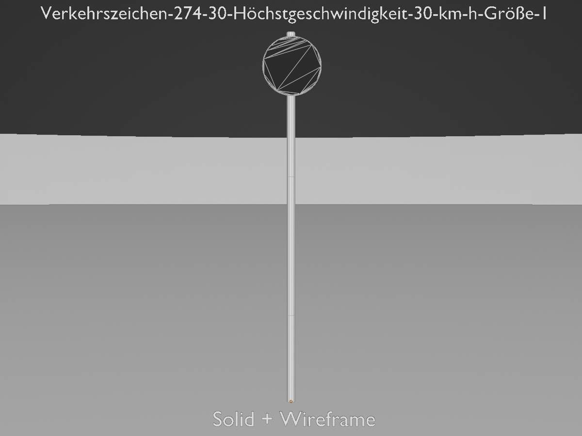 Traffic sign 274-30 Speed limit 30 km h Size 1 Low-poly 3D model_12