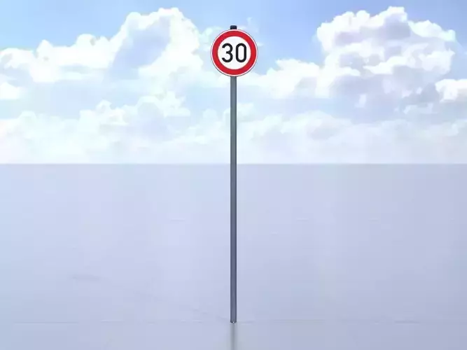 Traffic sign 274-30 Speed limit 30 km h Size 1 Low-poly 3D model