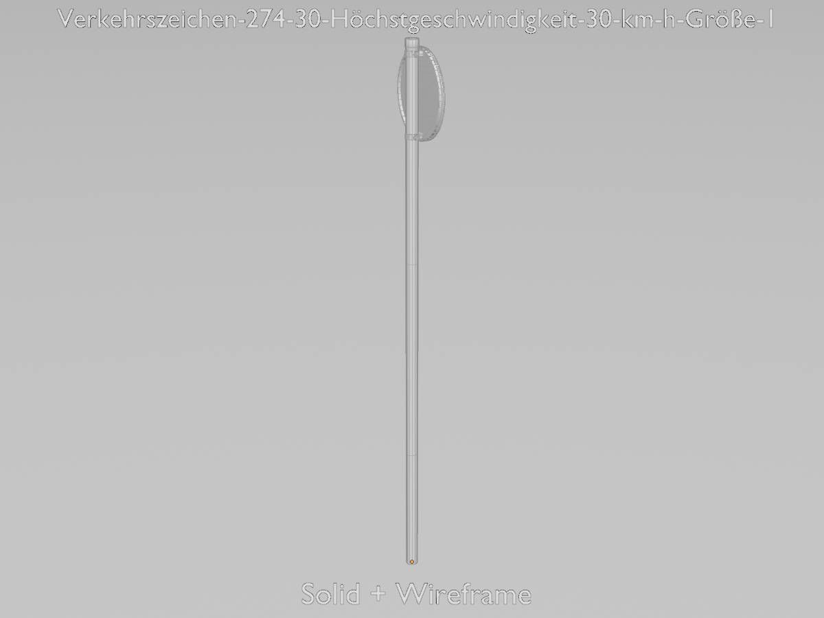 Traffic sign 274-30 Speed limit 30 km h Size 1 Low-poly 3D model_11