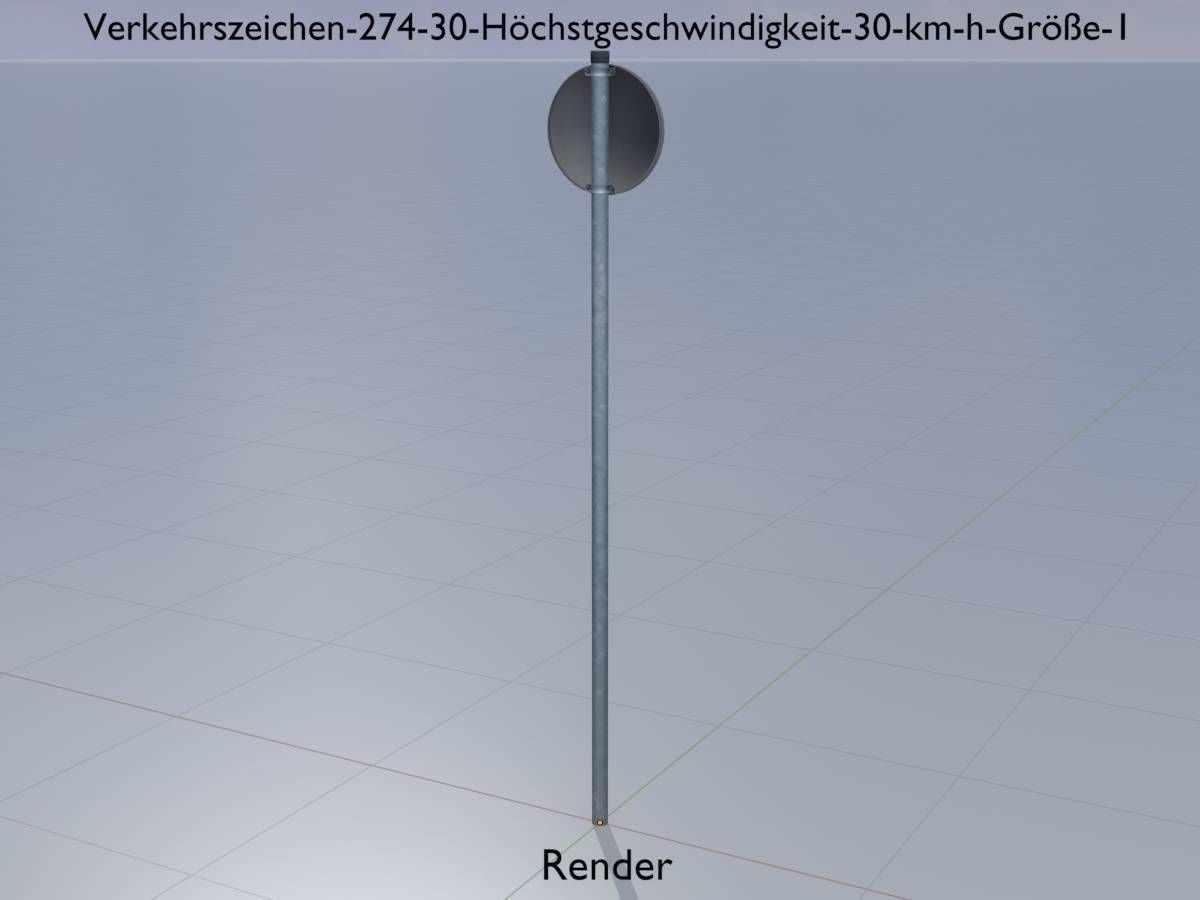 Traffic sign 274-30 Speed limit 30 km h Size 1 Low-poly 3D model_15