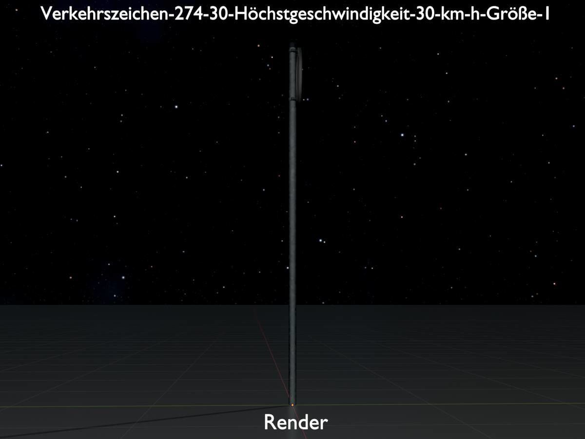 Traffic sign 274-30 Speed limit 30 km h Size 1 Low-poly 3D model_16