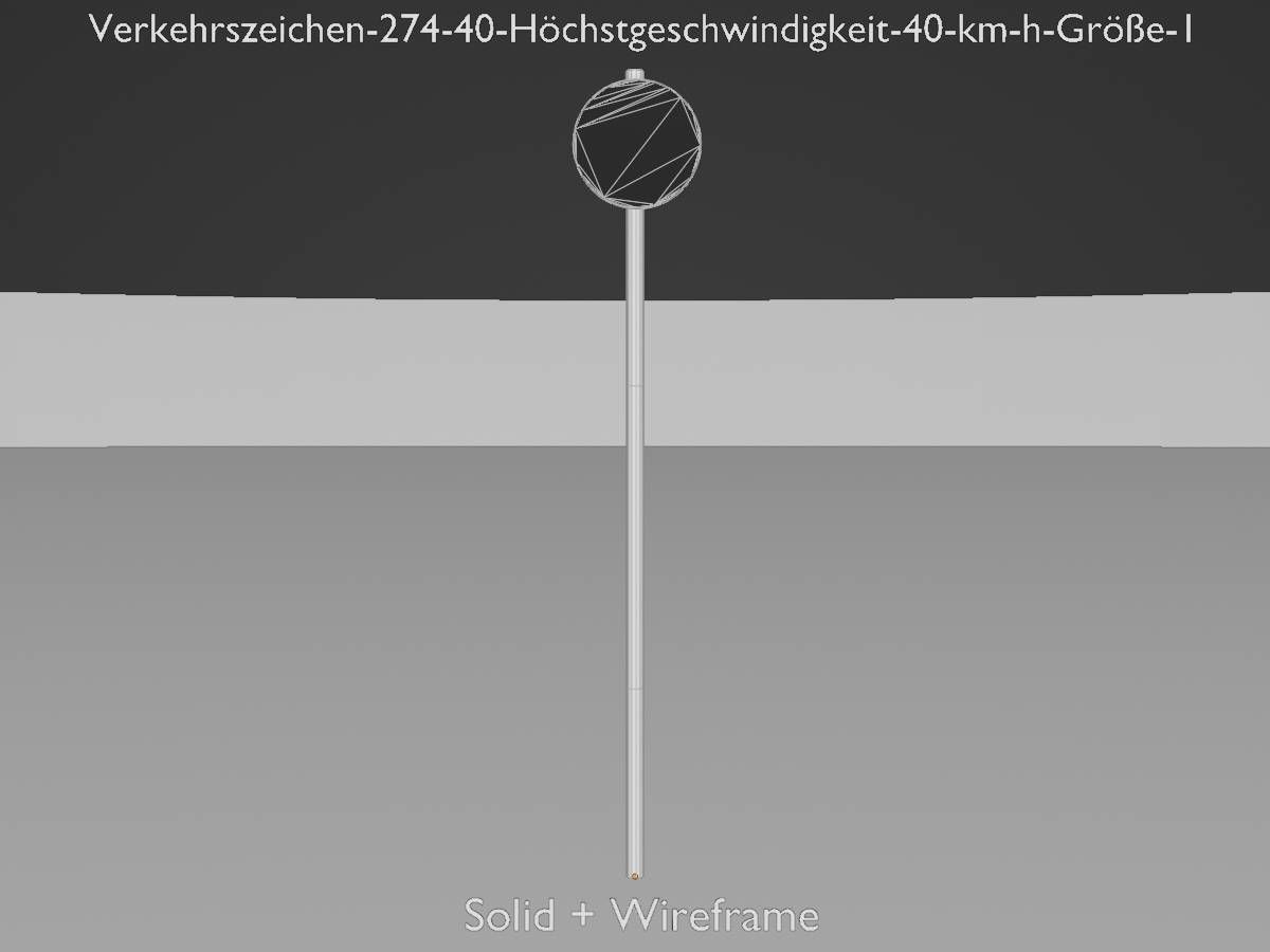 Traffic sign 274-40 Speed limit 40 km h Size 1 Low-poly 3D model_12