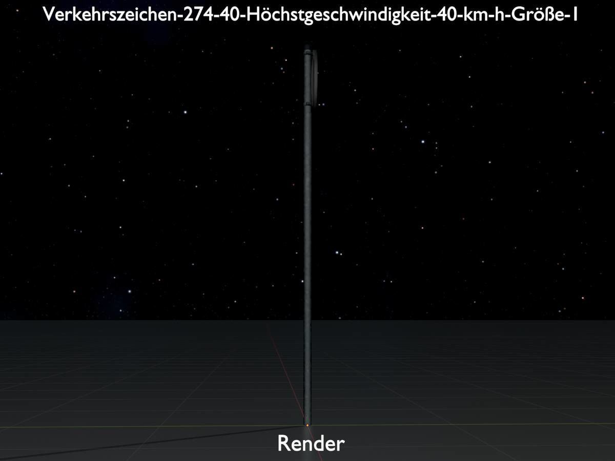 Traffic sign 274-40 Speed limit 40 km h Size 1 Low-poly 3D model_16