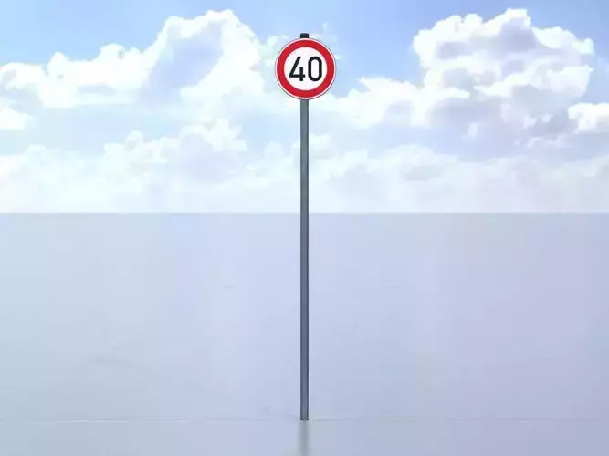 Traffic sign 274-40 Speed limit 40 km h Size 1 Low-poly 3D model