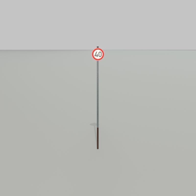 Traffic sign 274-40 Speed limit 40 km h Size 1 Low-poly 3D model_21