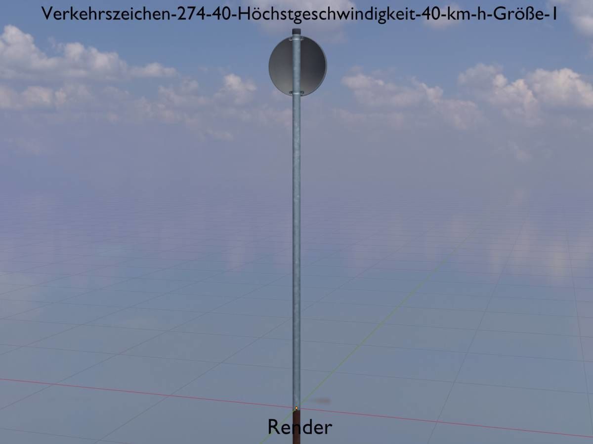 Traffic sign 274-40 Speed limit 40 km h Size 1 Low-poly 3D model_19