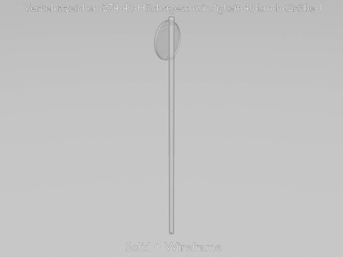 Traffic sign 274-40 Speed limit 40 km h Size 1 Low-poly 3D model_10