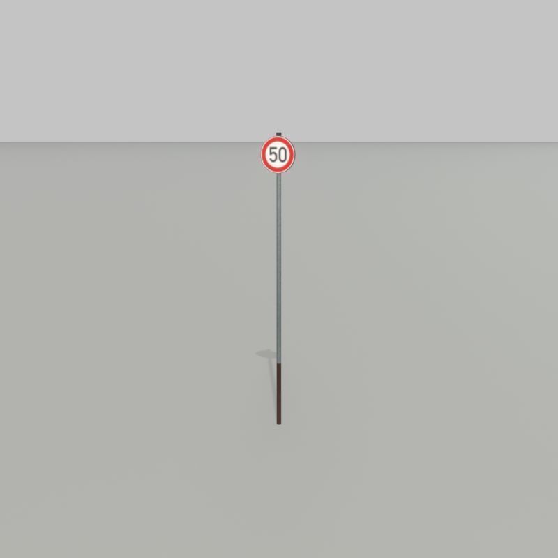 Traffic sign 274-50 Speed limit 50 km h Size 1 Low-poly 3D model_28