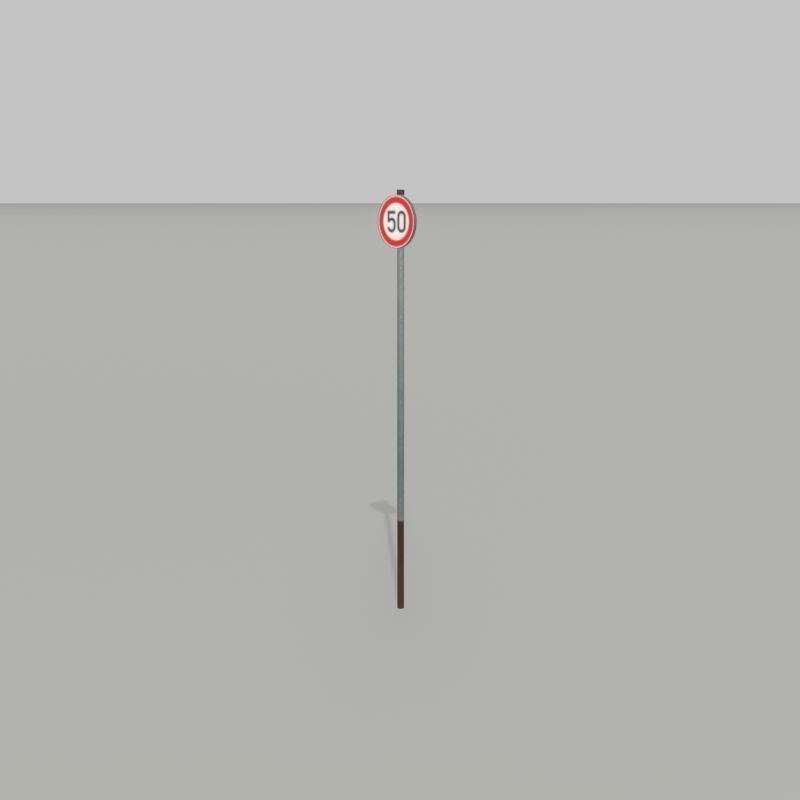 Traffic sign 274-50 Speed limit 50 km h Size 1 Low-poly 3D model_29