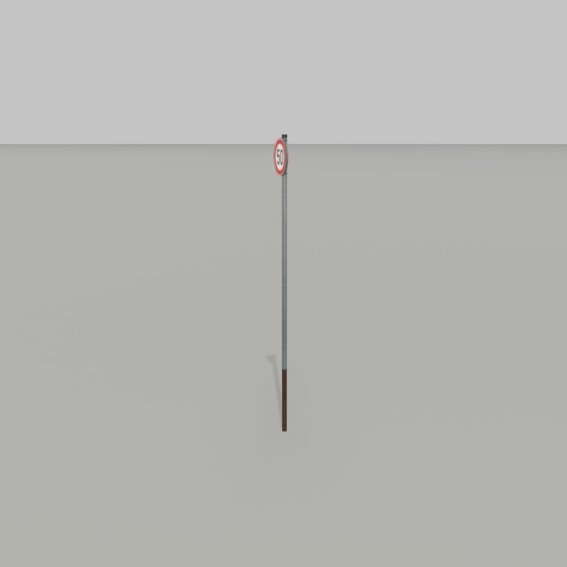 Traffic sign 274-50 Speed limit 50 km h Size 1 Low-poly 3D model_30