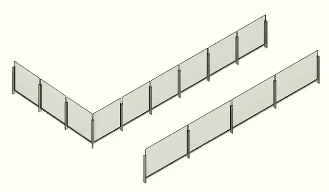Glass Railing  with corner type Parametric Revit family Volume02