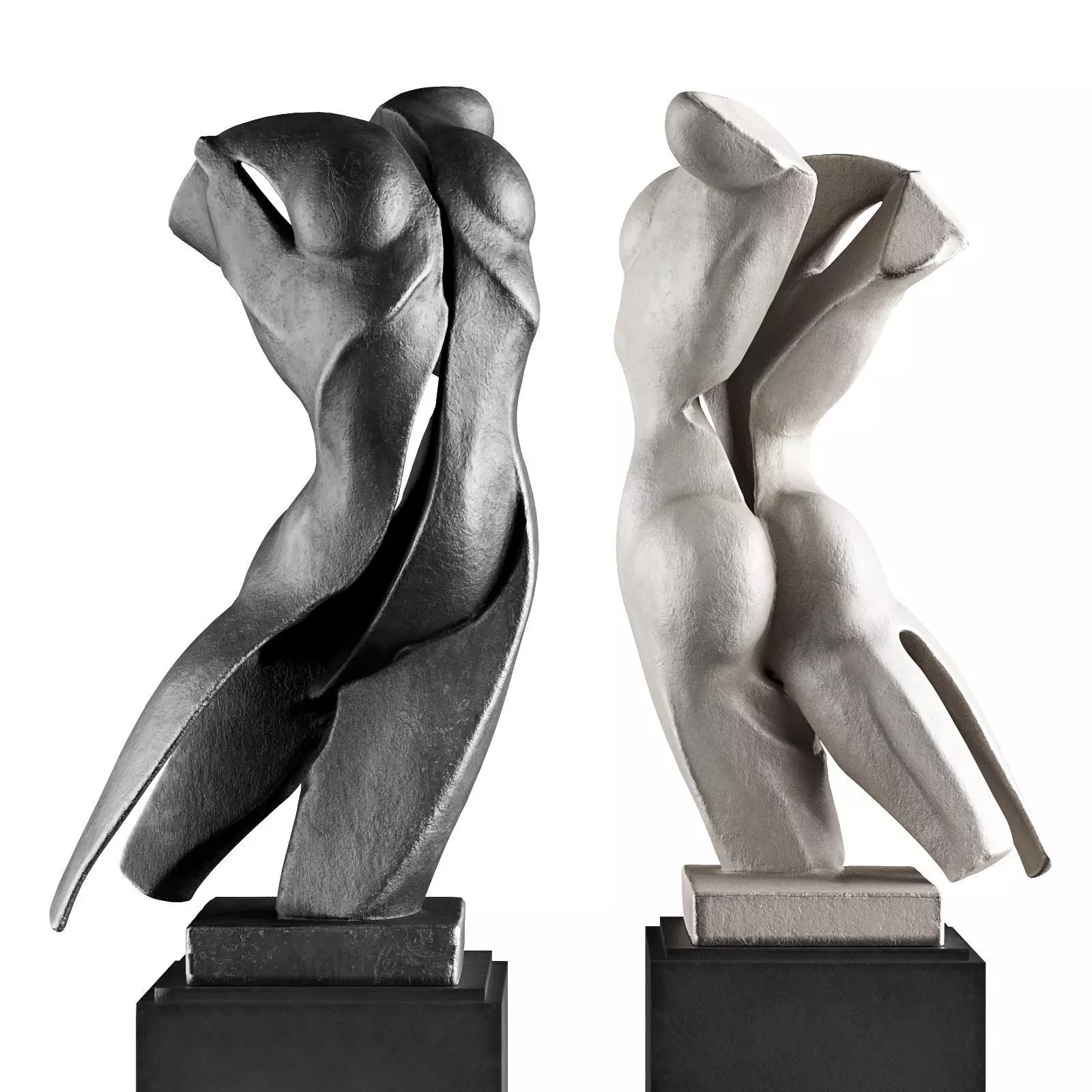 Dynamic woman torso sculpture Low-poly 3D model_0