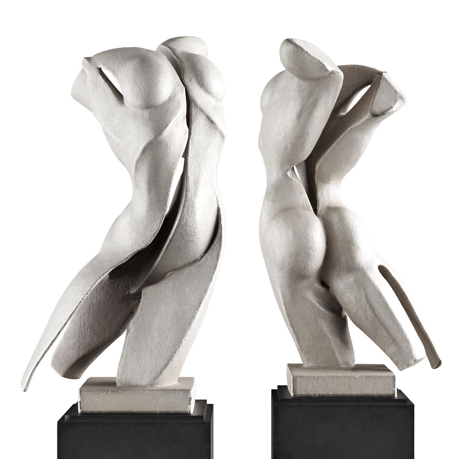 Dynamic woman torso sculpture Low-poly 3D model_3