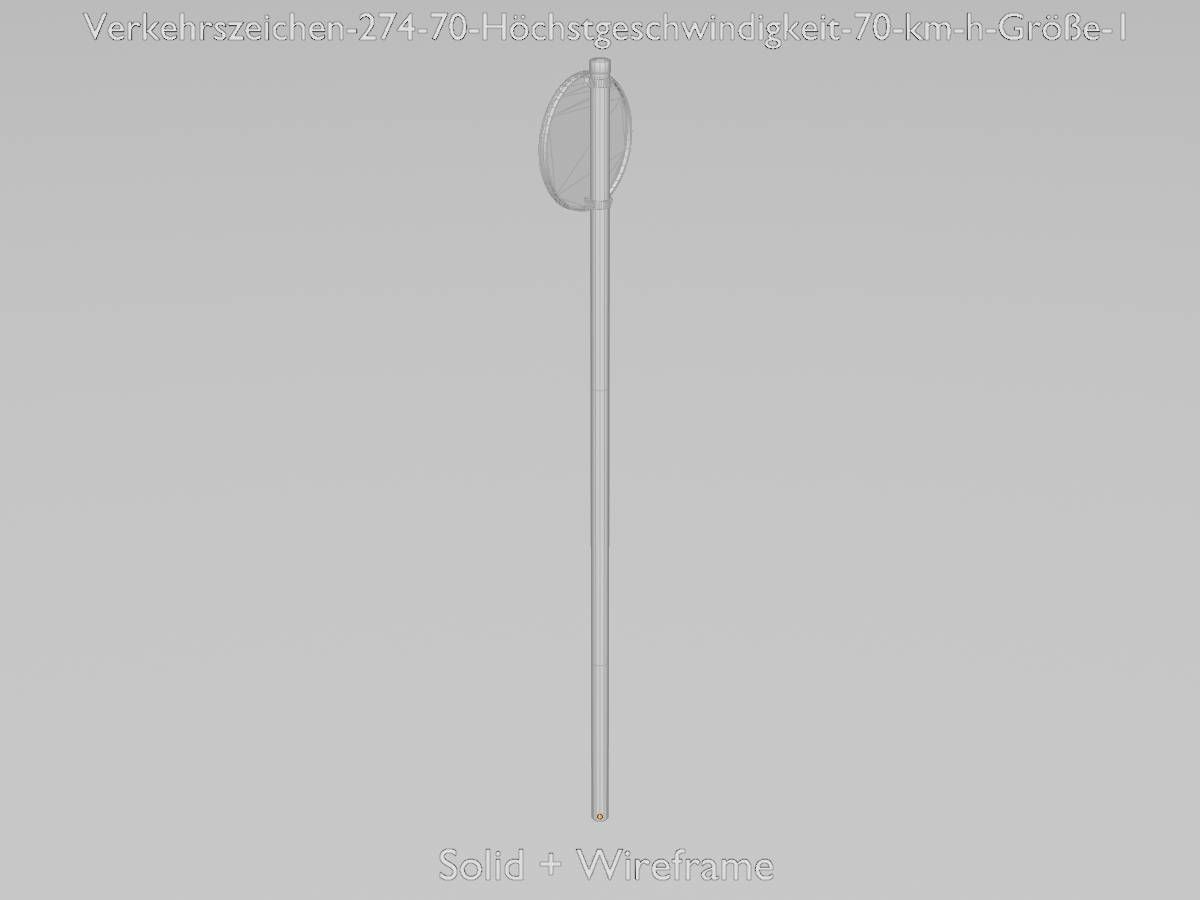 Traffic sign 274-70 Speed limit 70 km h Size 1 Low-poly 3D model_10