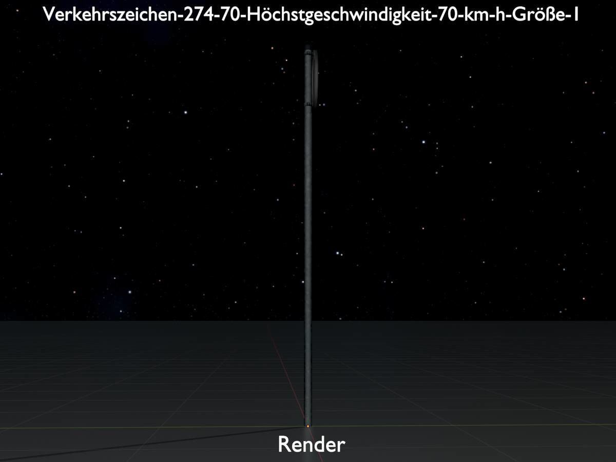 Traffic sign 274-70 Speed limit 70 km h Size 1 Low-poly 3D model_16