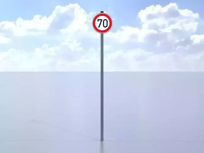 Traffic sign 274-70 Speed limit 70 km h Size 1 Low-poly 3D model