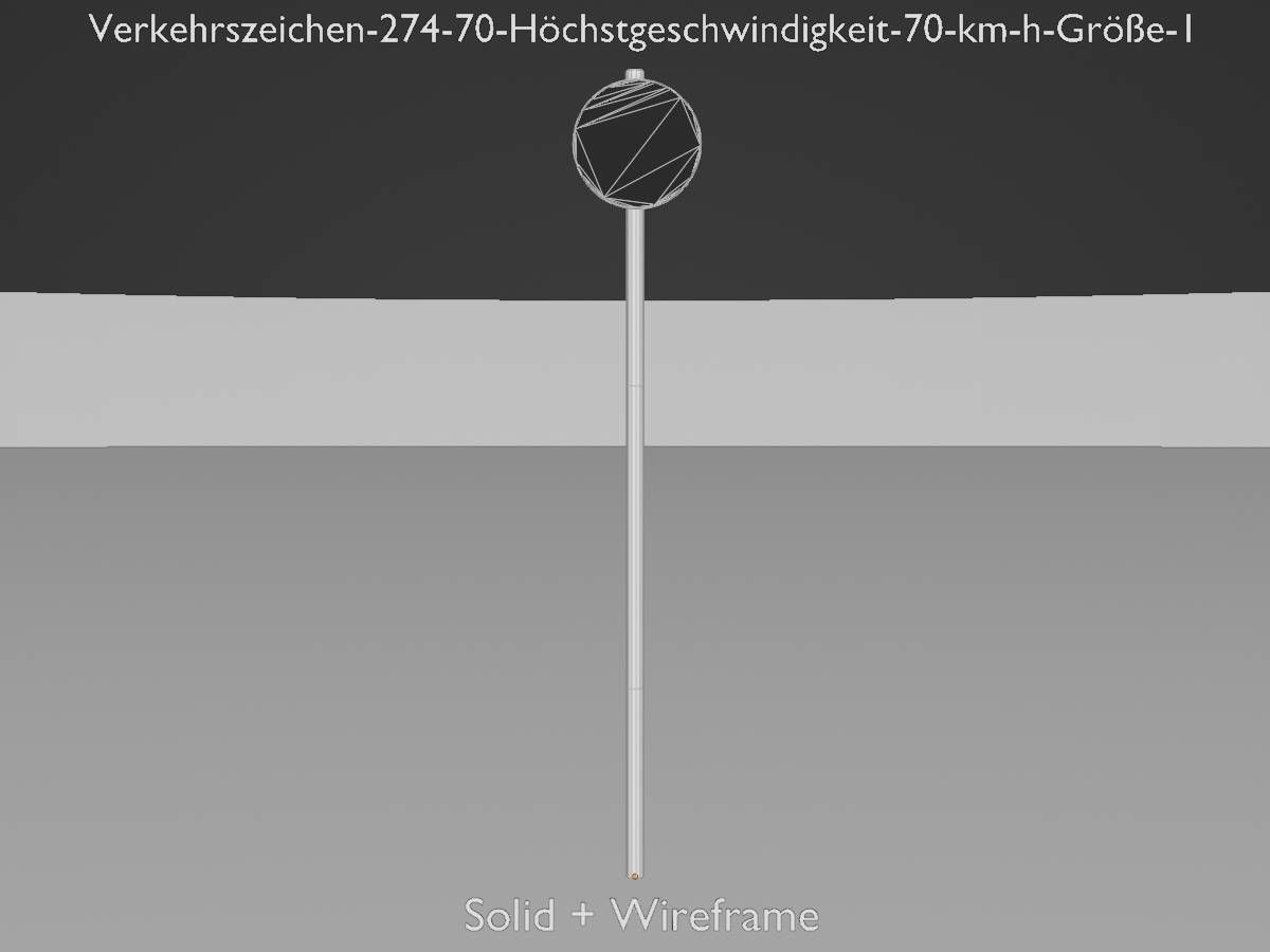 Traffic sign 274-70 Speed limit 70 km h Size 1 Low-poly 3D model_12