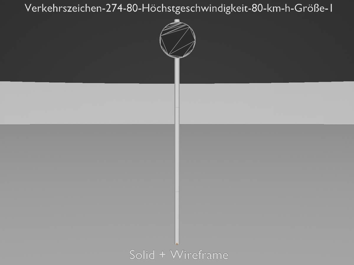 Traffic sign 274-80 Speed limit 80 km h Size 1 Low-poly 3D model_12