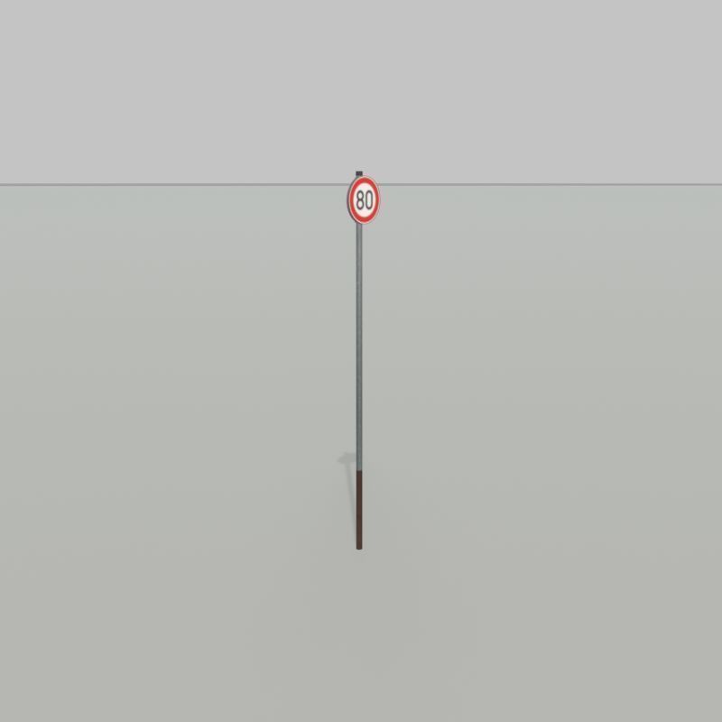 Traffic sign 274-80 Speed limit 80 km h Size 1 Low-poly 3D model_26