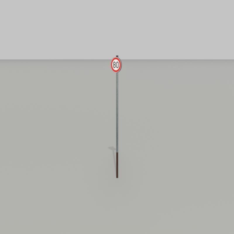 Traffic sign 274-80 Speed limit 80 km h Size 1 Low-poly 3D model_29