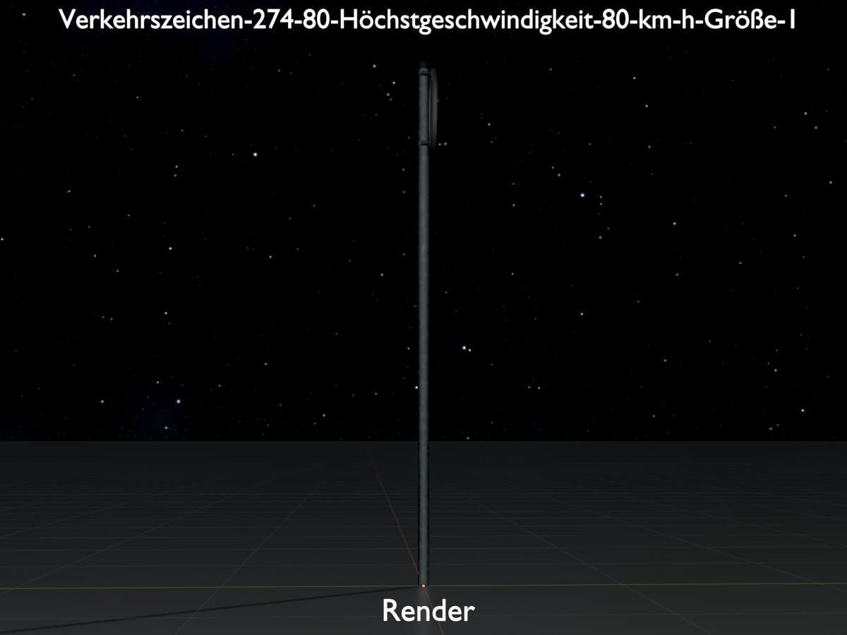 Traffic sign 274-80 Speed limit 80 km h Size 1 Low-poly 3D model_16