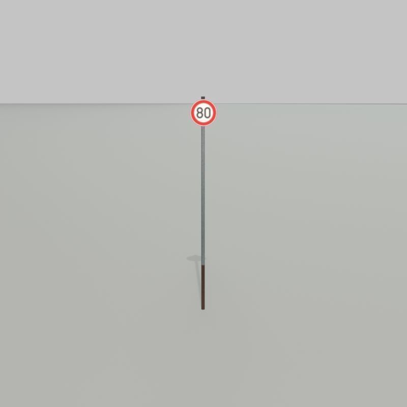 Traffic sign 274-80 Speed limit 80 km h Size 1 Low-poly 3D model_21