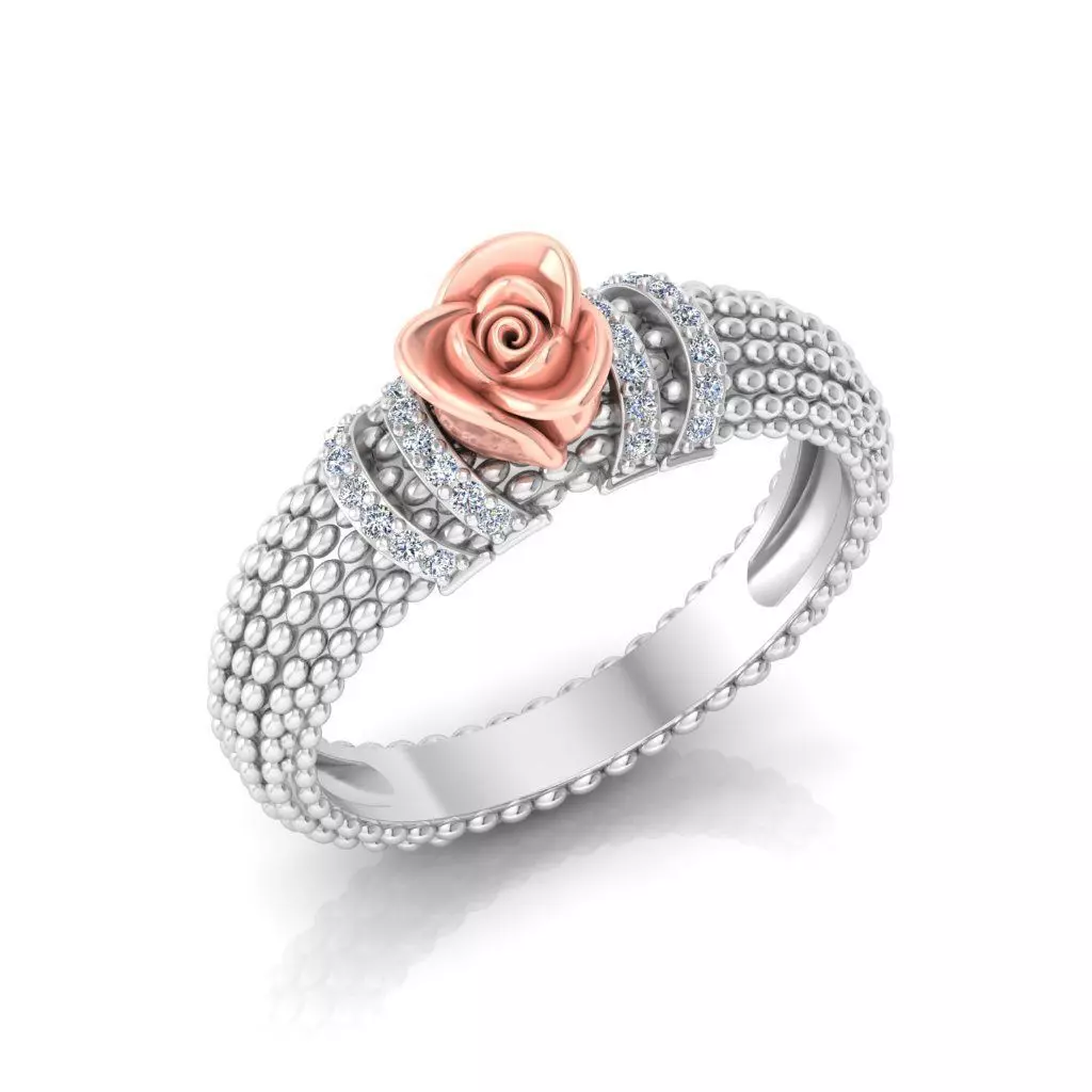 Diamond Rose Ring RG25 3D print model