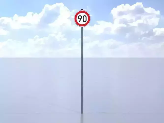 Traffic sign 274-90 Speed limit 90 km h Size 1 Low-poly 3D model